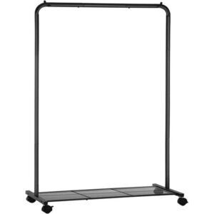 SONGMICS Clothes Rack with Wheels Metal Garment Rack with Shelf for Storage